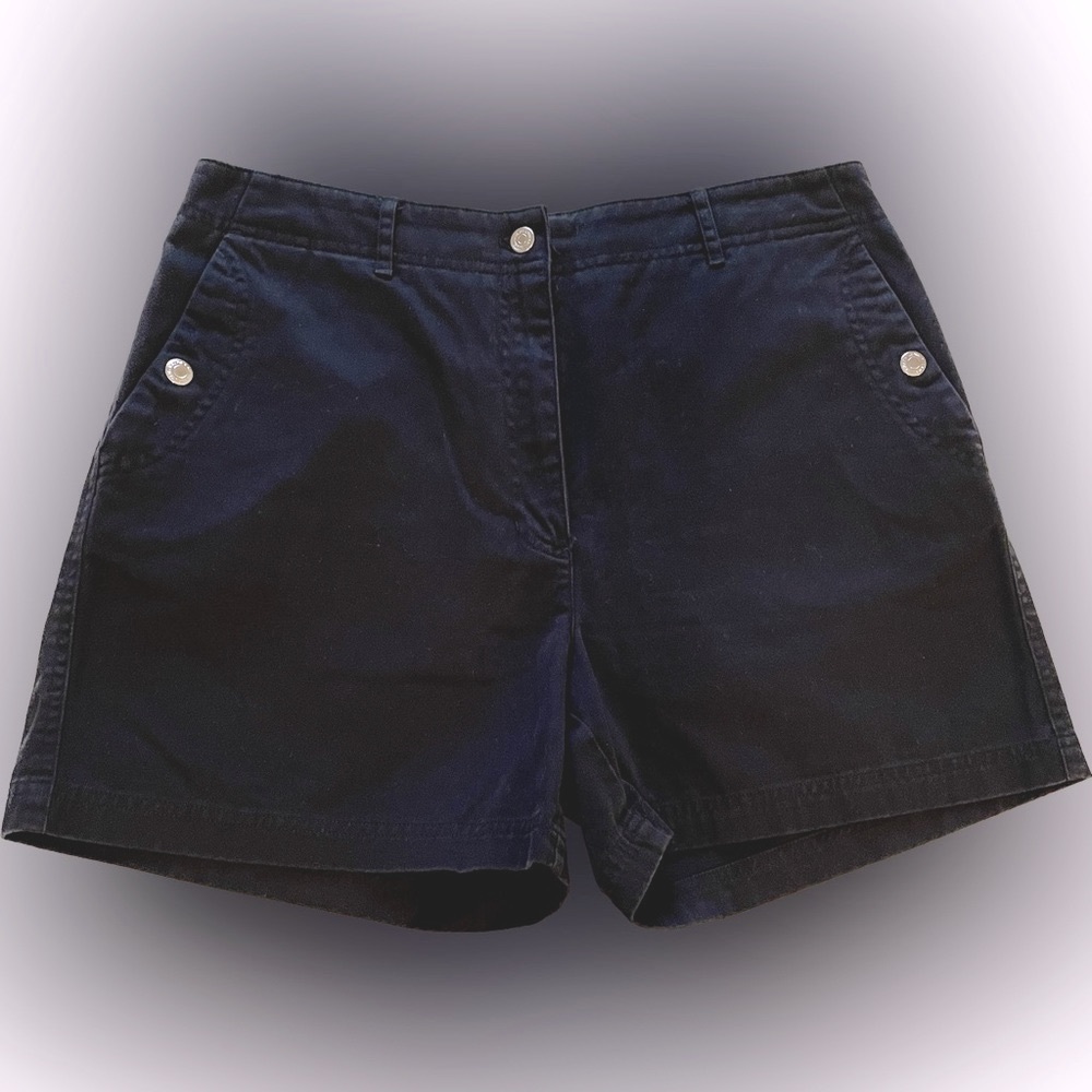 Lauren Ralph Lauren Black Shorts with Silver Buttons - 100% Cotton - Size 12P